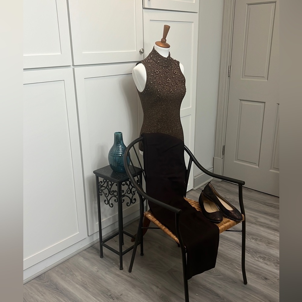 Cache beaded sleeveless sweater